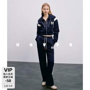 外套 松紧腰裤 2026春季 20080 子两件套女士套装 HAVVA翻领短款