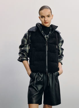 HAVVA叠搭好穿加厚羽绒服马夹连帽短款女马甲外套2025冬季Y28291