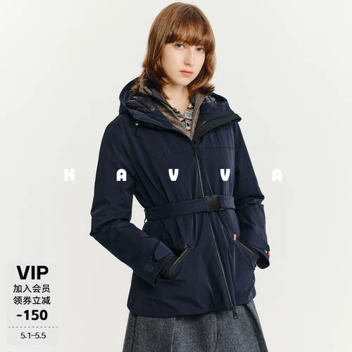 HAVVA今年流行保暖派克风加厚羽绒服舒适女士外套2025冬季Y27981