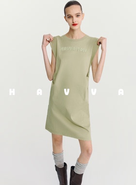 HAVVA休闲宽松直筒无袖连衣裙短款慵懒感女士裙子2025夏季Q3-3667