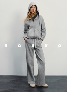 HAVVA连帽卫衣外套阔腿直筒休闲卫裤套装两件套2026春季Z3-20070