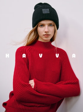 HAVVA【红运好运新年系列】毛衣半高领女针织衫2025年冬M3-03320