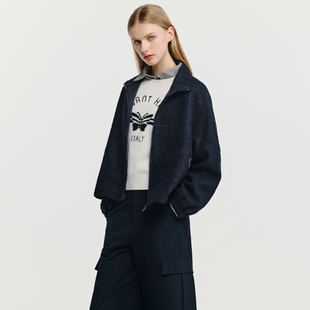 HAVVA短款立领毛绒拉链外套宽松舒适女仿生皮草2025秋冬季P3-4088