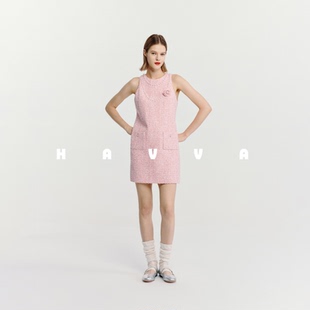 小香风女裙子2025秋冬Q3 显瘦连衣裙设无袖 5103 减龄修身 HAVVA法式