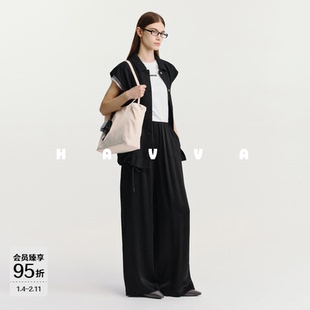 HAVVA设计感无袖翻领马夹女下摆可抽绳叠穿好搭上衣2026春J3-4315