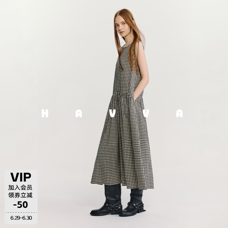 HAVVA无袖松弛感亚麻裙子