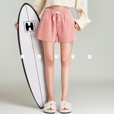 HAVVA精梳长绒棉显瘦灯芯绒休闲短裤女士直筒裤子2025夏季K3-1747