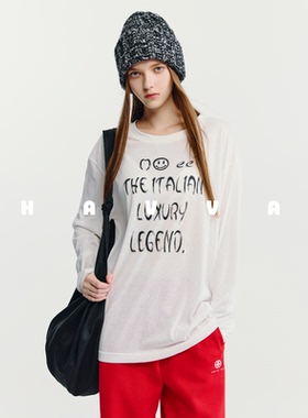 HAVVA设计感宽松圆领长袖T恤松弛感罩衫女士上衣2026春季T3-3984