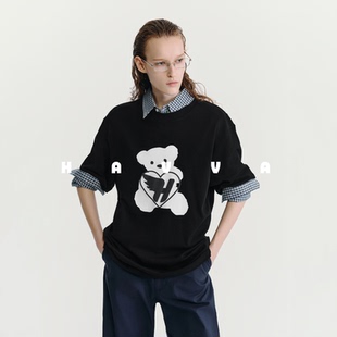 1515 上衣2025夏T3 HAVVA松弛感印花圆领短袖 T恤女精梳长绒棉半袖