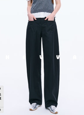 HAVVA高腰宽松阔腿弯刀裤修饰腿型女士休闲裤2026夏季KX3-6235