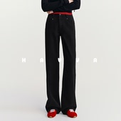 HAVVA一条过冬窄版 32400 子2025冬KH3 加绒加厚牛仔裤 阔腿遮胯女裤