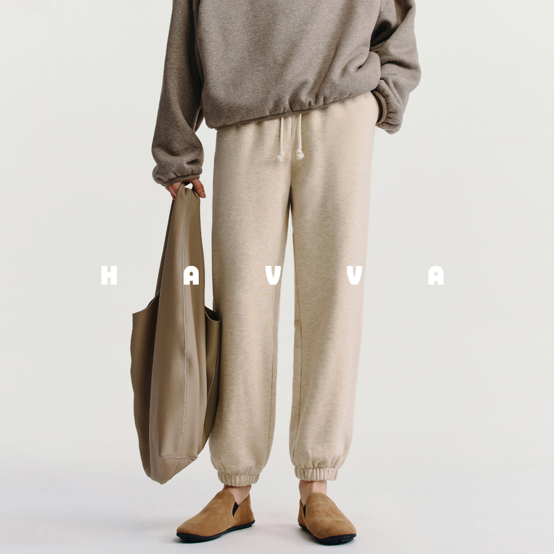 HAVVA运动休闲束脚加绒加厚卫裤女抽绳设计裤子2025冬KX3-3786,女装/女士精品,卫裤,淘宝优惠券,粉丝福利购,淘宝优惠卷