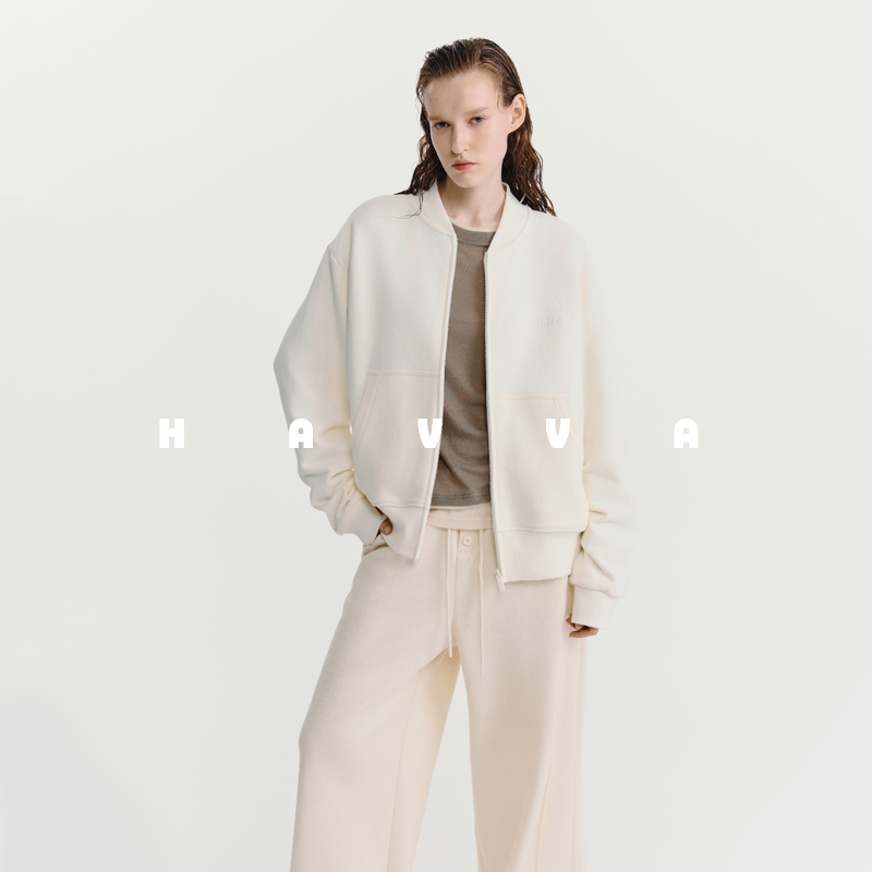 宽松短款立领卫衣外套