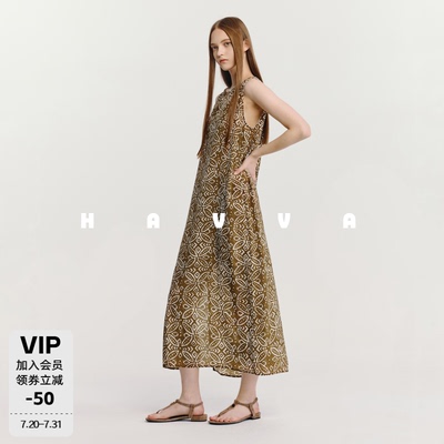 HAVVA女士印花直筒无袖连衣裙