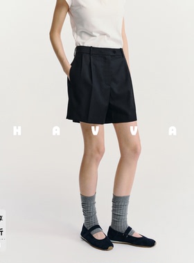 HAVVA高腰直筒版型阔腿短裤遮胯显瘦女士休闲裤2026夏季KD3-6035