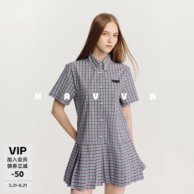 HAVVA女士假两件衬衫连衣裙