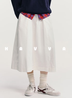 HAVVA遮胯显瘦休闲百褶裙中长款高腰舒适女士半身裙2026春S3-5562