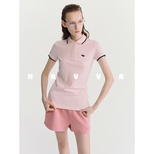 0208 上衣2025夏T3 HAVVA运动风Polo领短袖 T恤舒适棉润感女士半袖