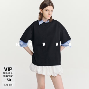 上衣2026夏季 5410 T恤慵懒感舒适女士半袖 HAVVA宽松圆领短袖