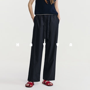 KX3 子2026春季 5396 修饰腿型女裤 HAVVA抽绳设计松紧腰直筒休闲裤