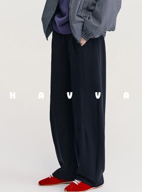 HAVVA松紧腰休闲裤宽松微弯刀女士运动风卫裤2026年春季KX3-5671