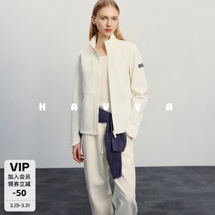 0222 HAVVA加绒加厚立领开衫 外套立体分割线剪裁女上衣2026春季