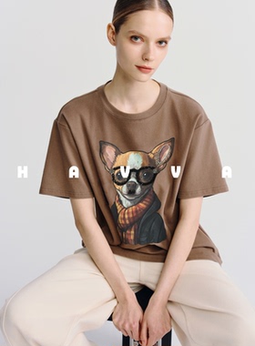 HAVVA宽松卡通印花短袖T恤ins风气质显瘦女士上衣2026春夏T71751