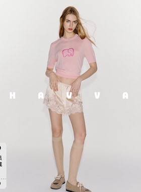 HAVVA高级感圆领短袖针织衫正肩修身舒适女士T恤2026夏季M3-34130