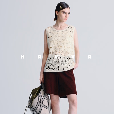 HAVVA镂空无袖针织吊带背心宽松舒适透气女士上衣2026夏季M3-3440