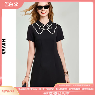 小黑裙女气质短款 HAVVA2024夏季 新款 法式 裙子小众甜美连衣裙Q2461