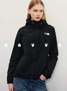 HAVVA连帽拉链修身短外套显瘦舒适易搭女士上衣2026春季W3-0225