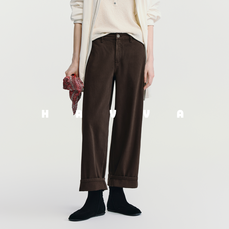 HAVVA宽松直筒包容腿型牛仔裤显瘦显腿长女裤子2025秋冬KN3-3850