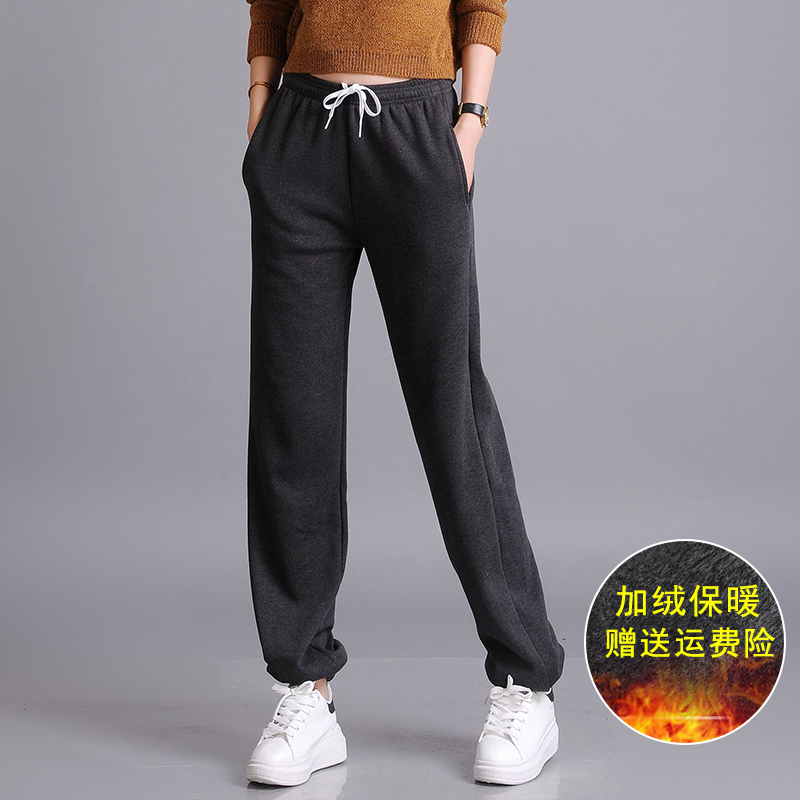 加绒冬季新款宽松显瘦直筒裤卫裤