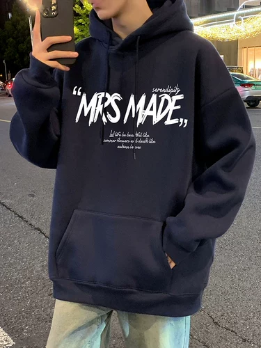 Демисезонная утепленная толстовка с капюшоном, в американском стиле, оверсайз