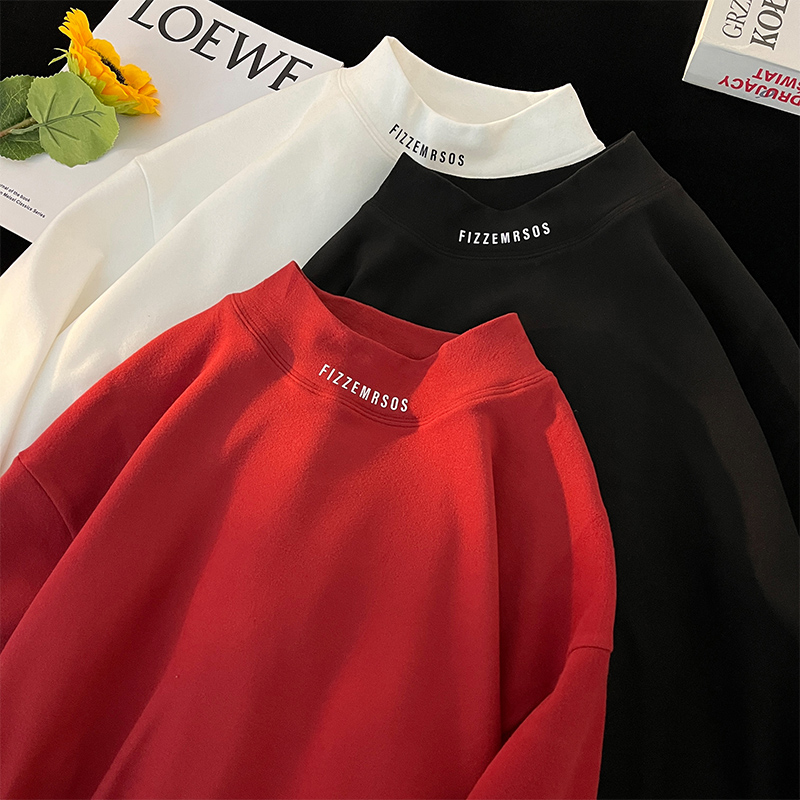 新款德绒打底衫针织半高领潮流