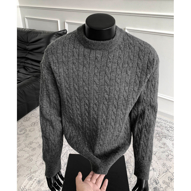 毛衣男秋冬季2026新款休闲针织衫纯色大码宽松潮牌上衣圆领打底衫