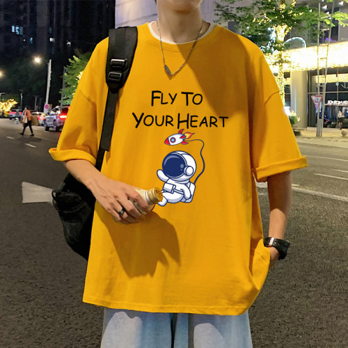 宇航员纯棉潮流宽松休闲短袖T恤