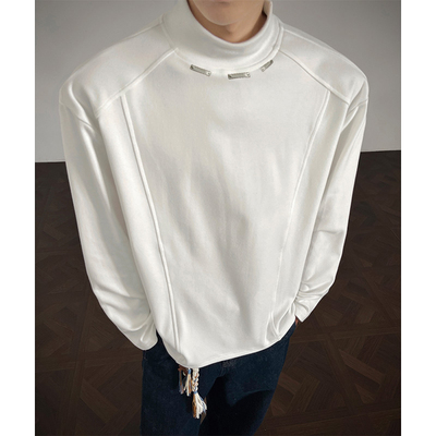 德绒打底衫男秋冬季2025新款休闲半高领套头上衣长袖大码潮牌针织