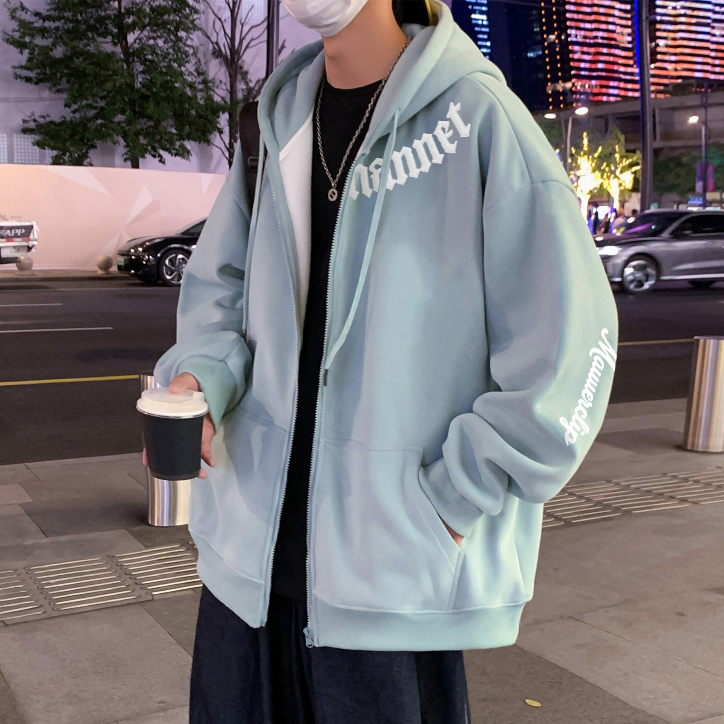 卫衣外套男春秋季2026新款美式上衣大码宽松休闲情侣连帽拉链开衫