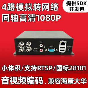 监控视频编码器4路模拟转网络监控视频转换器视频服务器兼容海康