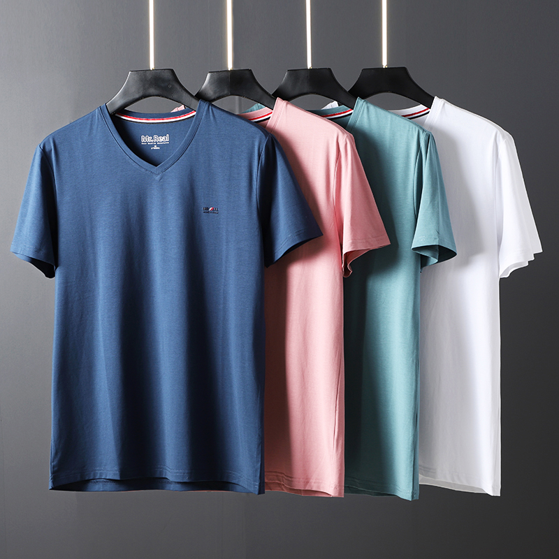 短袖时尚休闲青年V领T恤衫