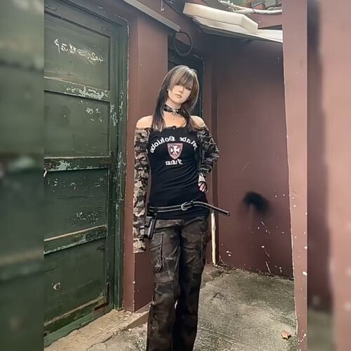 美式辣妹风时休闲百搭长袖修身女