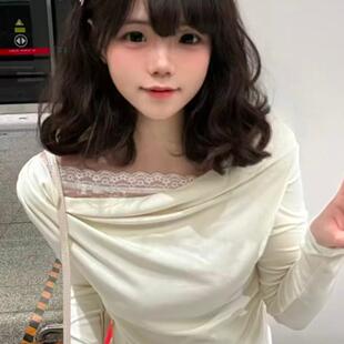 T恤女修身 人棉冰丝螺纹1 纯色上衣 百搭长袖 复古风时尚 230克美式