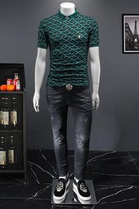 D332 2415 P75 假模绿色 2024春夏丝光棉翻领短袖POLO衫 刺绣潮图片
