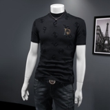 D33236931P80假模黑色2024秋冬纯棉中领短袖打底衫加绒加厚，男装T恤，电商D332