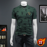 D33236931P80假模黑色2024秋冬纯棉中领短袖打底衫加绒加厚，男装T恤，电商D332