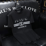 D33288076P75沙发黑色2025春夏丝光棉圆领短袖T恤印花男潮，商品下架区，电商D332