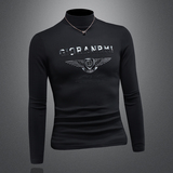 D3325528P100镂空黑色2025秋冬中领长袖打底衫加绒加厚小衫，男装T恤，电商D332