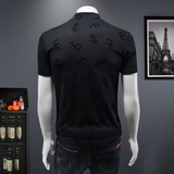 D33236931P80假模黑色2024秋冬纯棉中领短袖打底衫加绒加厚，男装T恤，电商D332