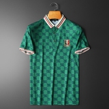 D33227831P80平铺卡其2023春夏丝光棉翻领短袖POLO衫印花潮，男装Polo衫，电商D332